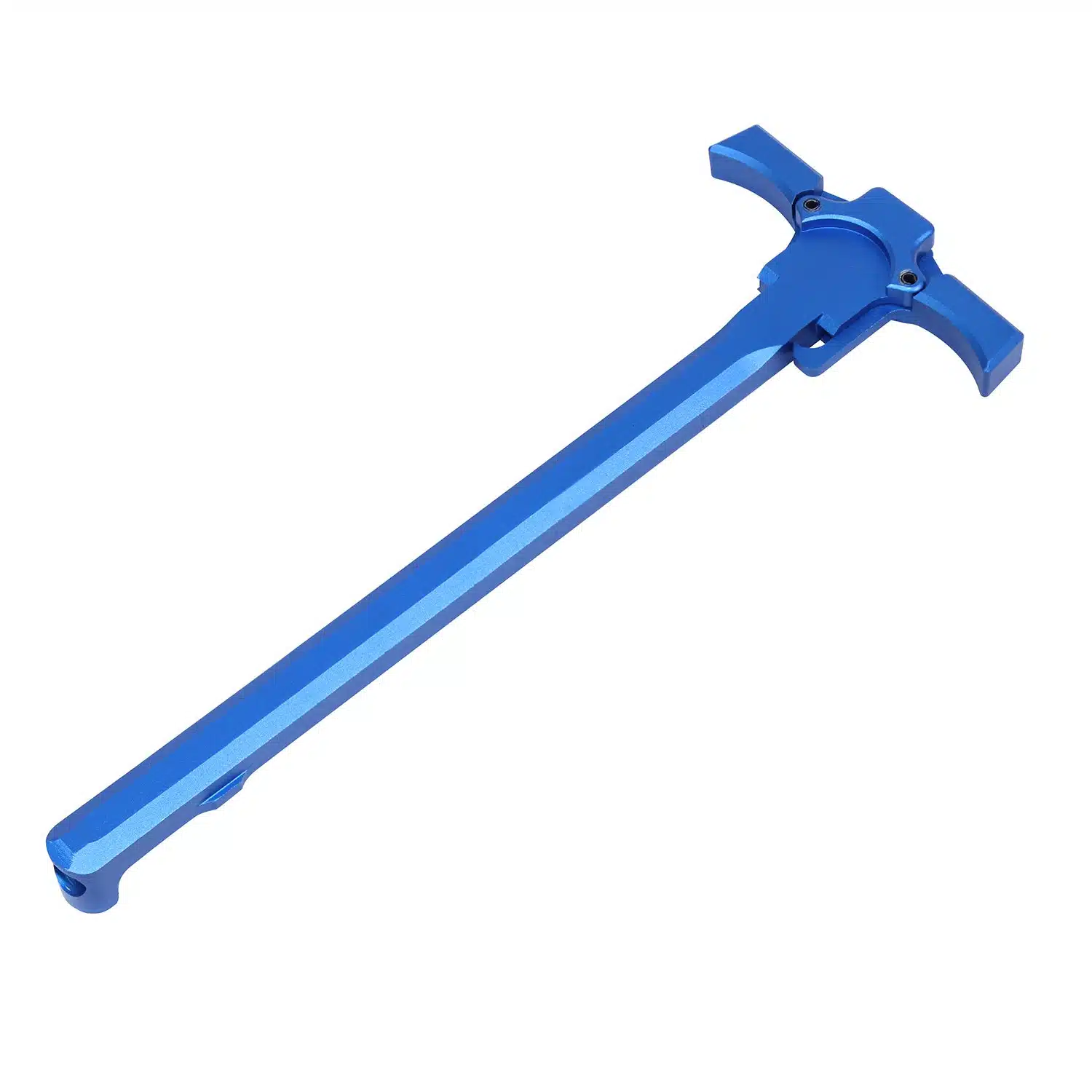AR-15 Charging Handle in Anodized Blue finish with extended lever and ambidextrous design