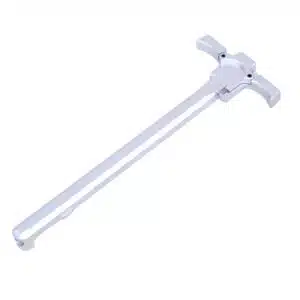 Anodized Clear AR-15 Quick Engage Charging Handle with extended lever and dual activation latches