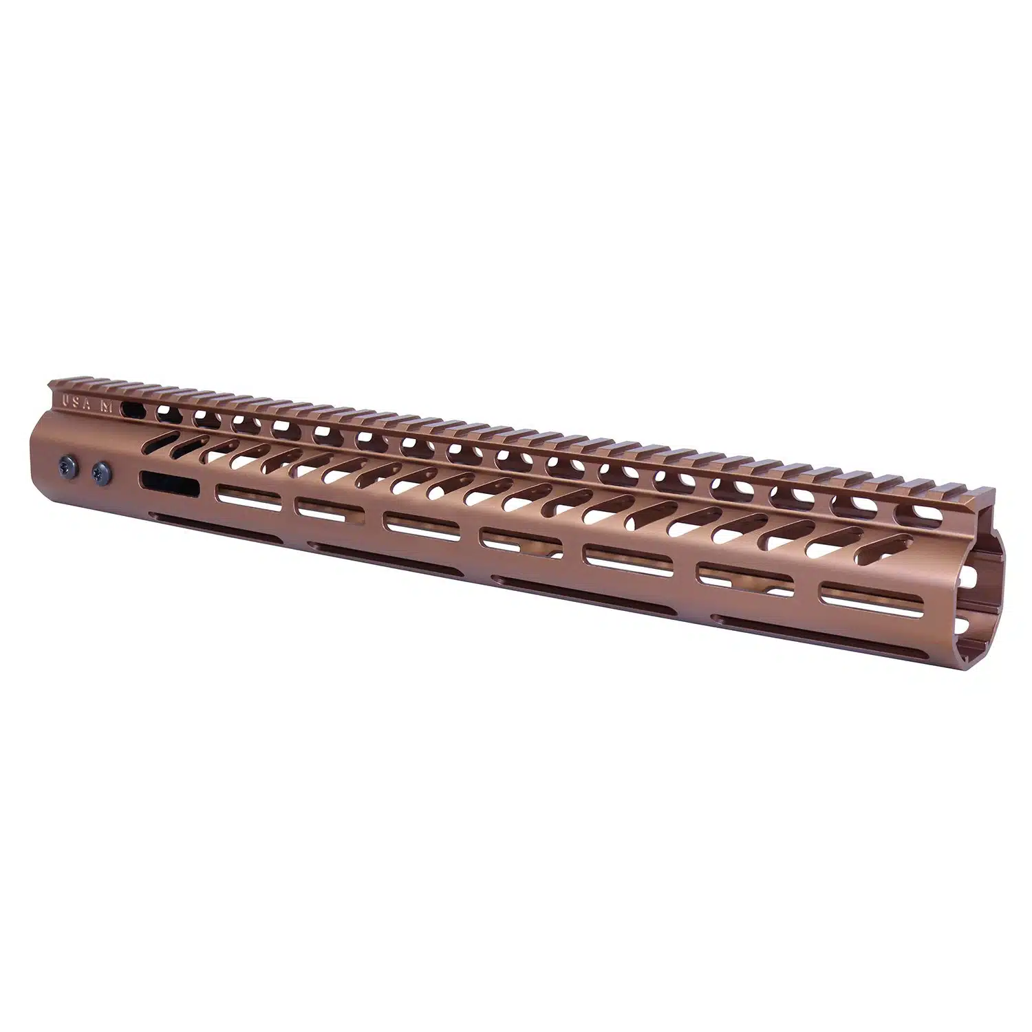 Anodized Bronze 15 inch M-LOK handguard with monolithic top rail for .308 caliber