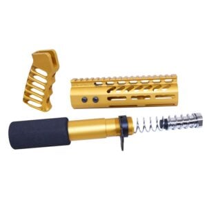 AR .308 Pistol Furniture Set in Anodized Gold with ergonomic grips and tension system.