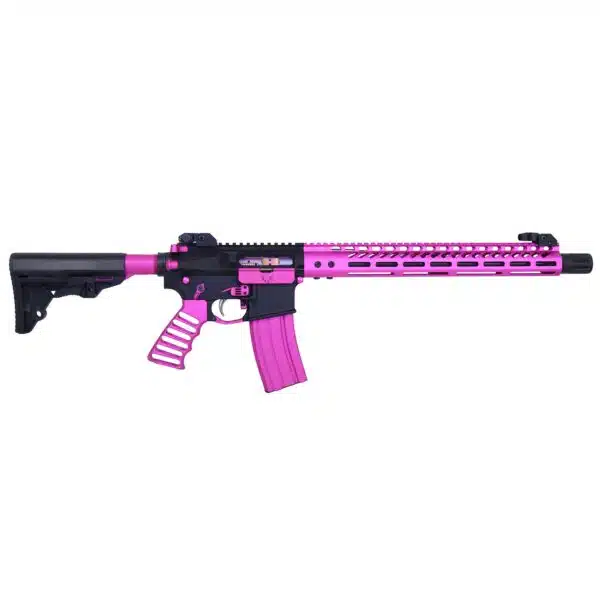 Pink and Black AR-15 Rifle with Customized Bold Design