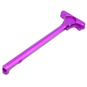 AR-15 Charging Handle, Sleek Purple Anodized Aluminum Design.