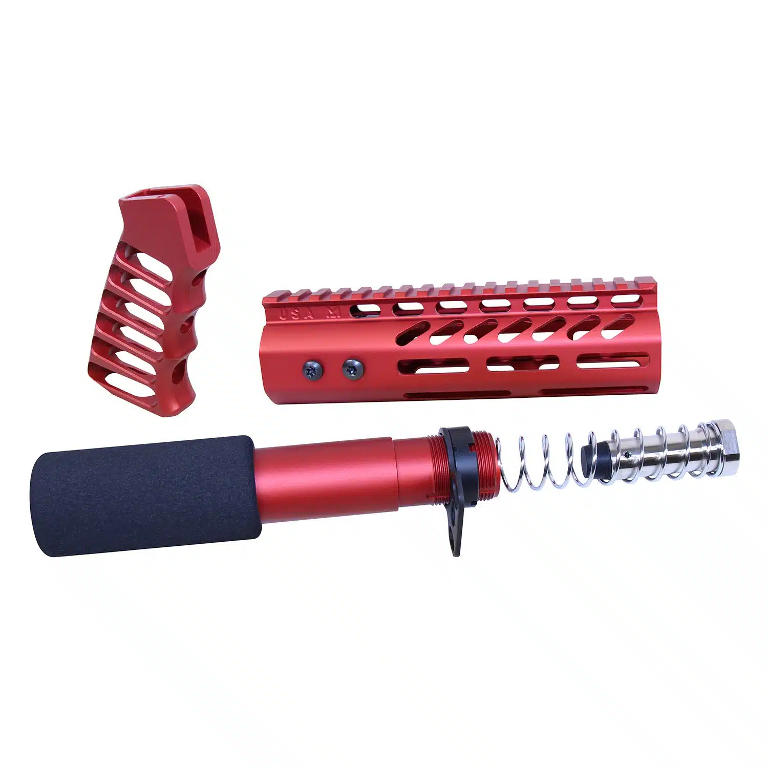 AR .308 Pistol Furniture Set in anodized red finish.