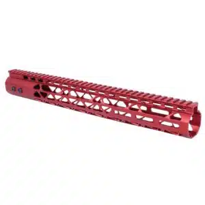 Anodized Red 15" Air Lite Series M-LOK Handguard with Monolithic Top Rail for .308 Caliber