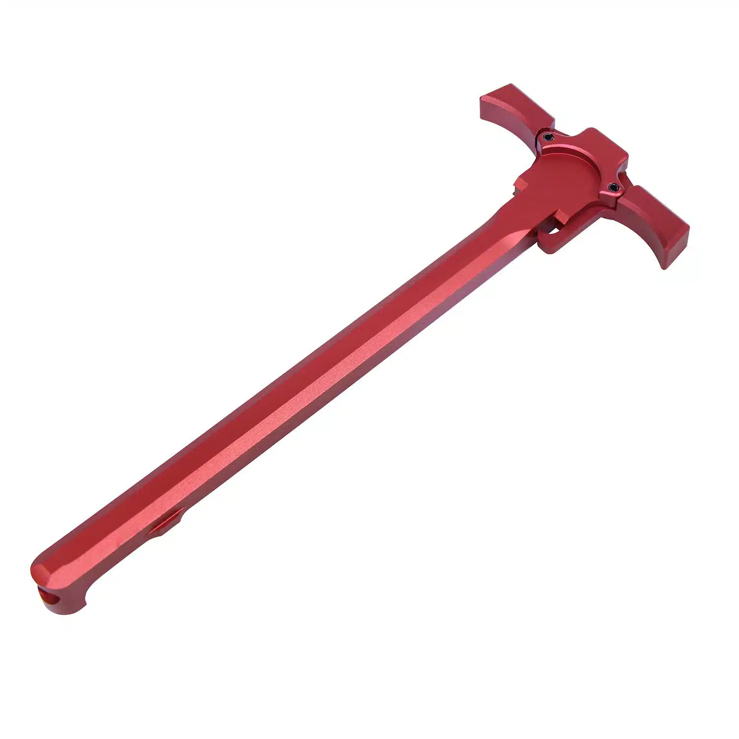 Anodized red AR-15 Quick Engage ambidextrous charging handle in T6 6061 aluminum