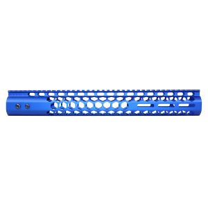 15" .308 Cal Honeycomb M-LOK Free Floating Handguard in Anodized Blue