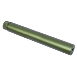 AR-15 9-inch green anodized fake suppressor with knurled cap.