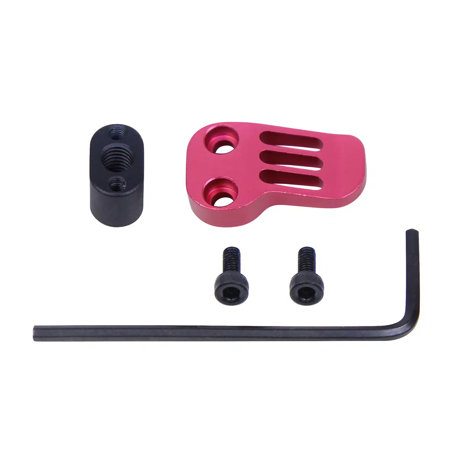 AR-15 Extended Mag Catch Paddle Release in Anodized Rose with mounting hardware and hex key