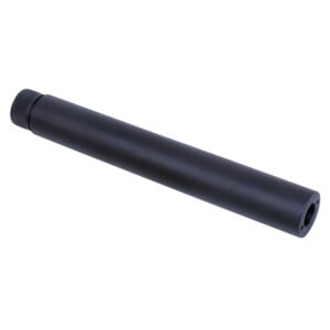 Matte black AR15 .300 Blackout fake suppressor extension on white background.