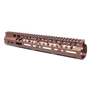 Anodized Bronze 12 inch M-LOK handguard with monolithic top rail for .308 caliber