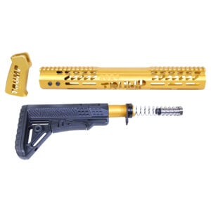 Gold anodized AR-308 Trump furniture set with intricate design and adjustable stock.