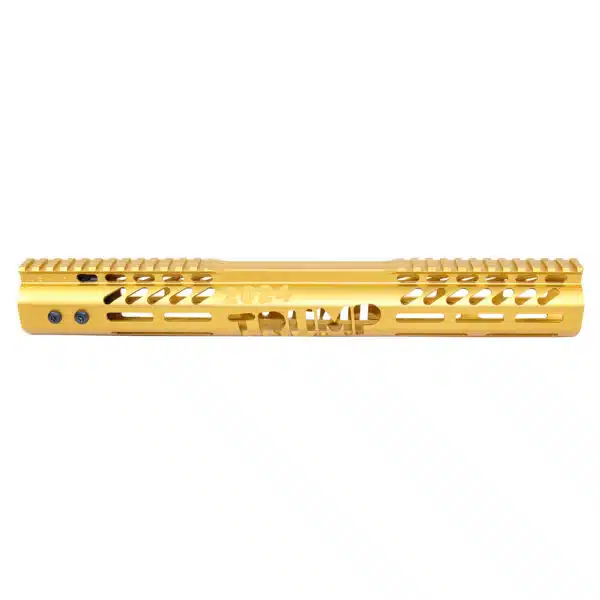Gold anodized 308 Cal 15 Trump Free Floating Handguard with Picatinny rail.