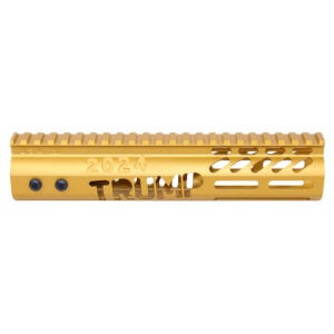 Gold 9 Trump 2024 M-LOK Rifle Handguard with Monolithic Rail and Engraving.