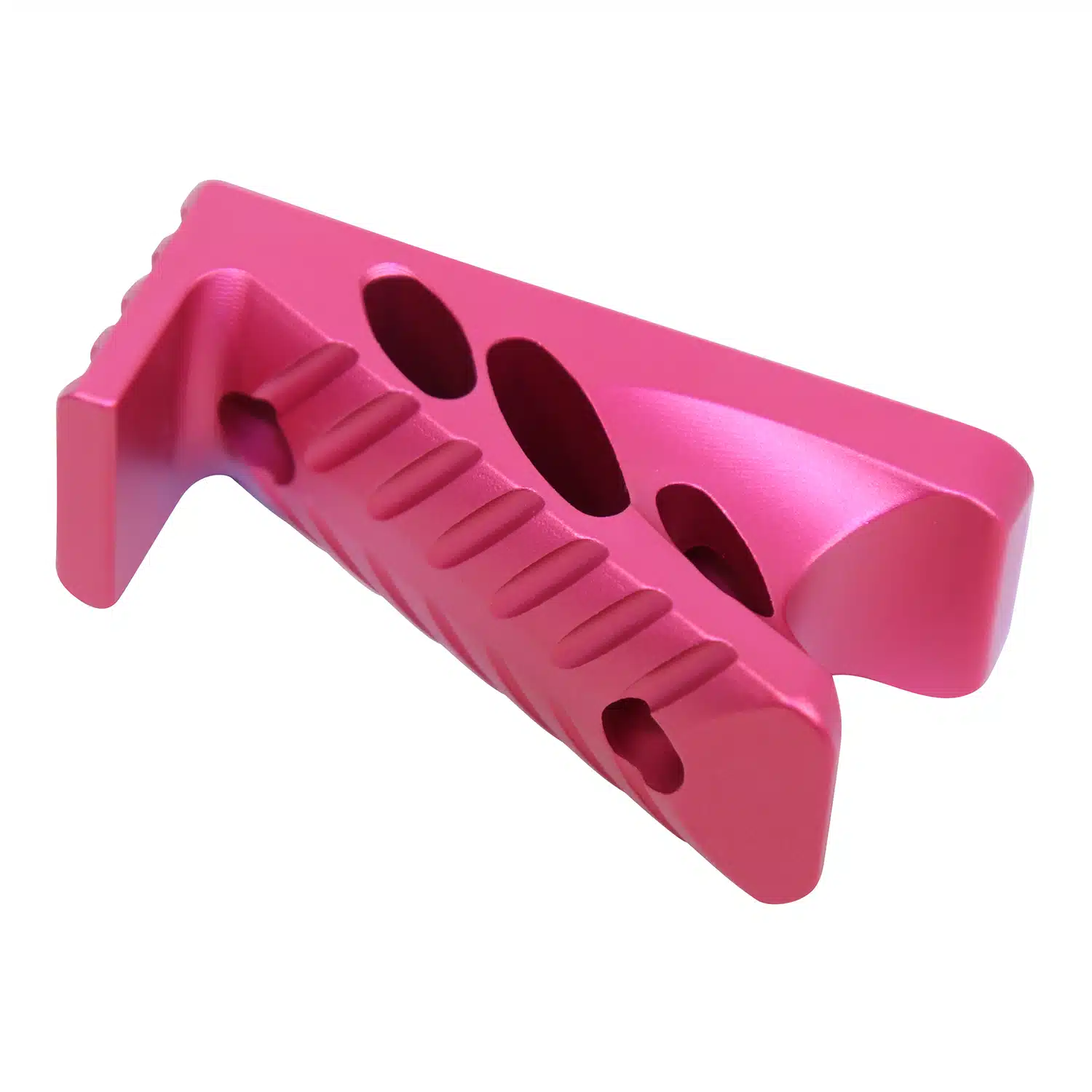 Anodized rose M-LOK Micro Angle Grip with angled profile and M-LOK mounting slots.