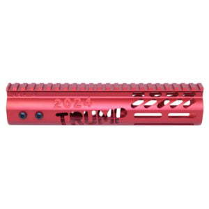 Red Trump 2024 M-LOK handguard with engraved and ventilated design.