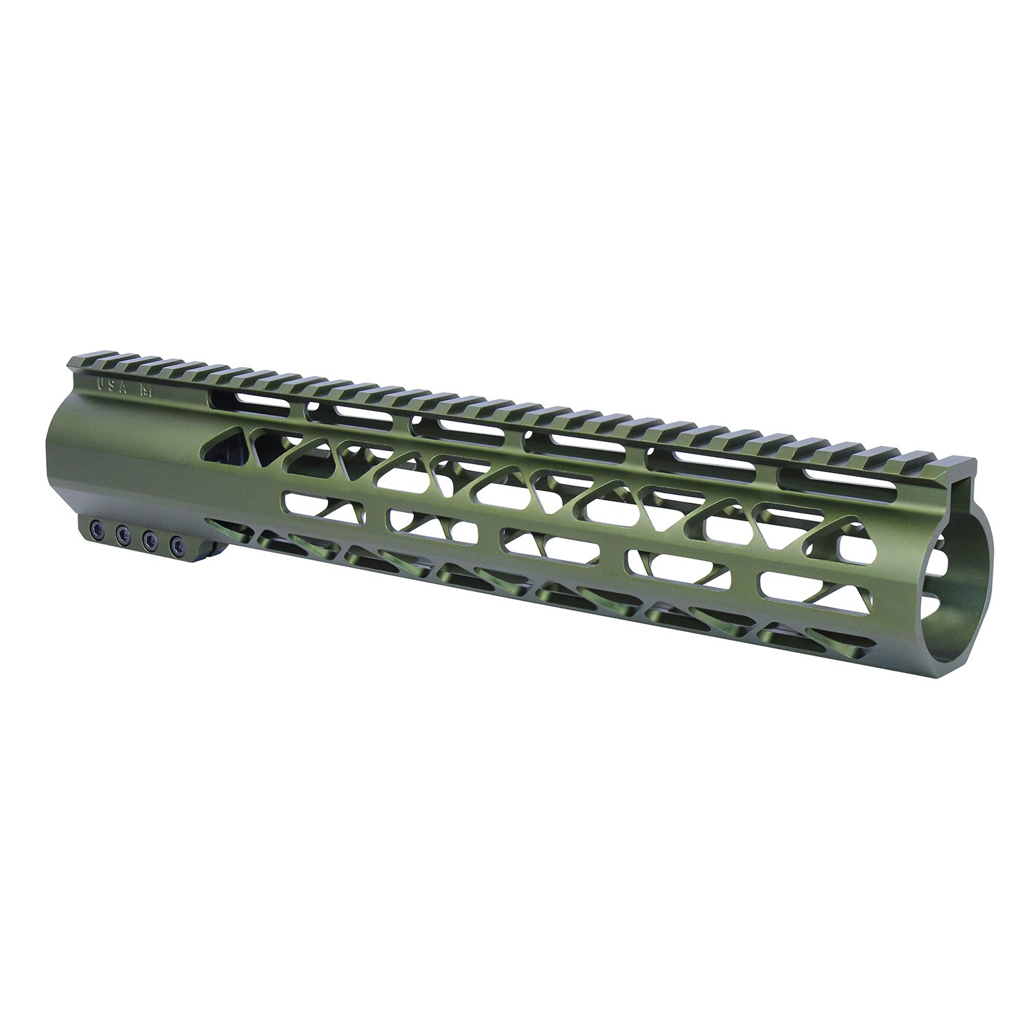 12" AR-308 Diamond Series M-LOK Compression Free Floating Handguard in Anodized Green