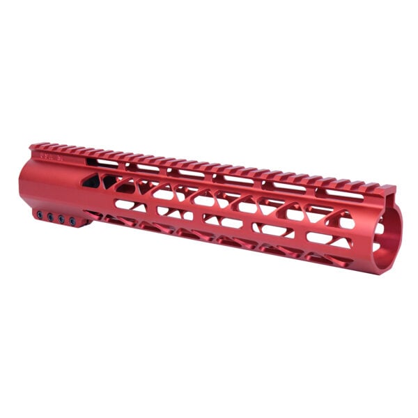 12" AR-308 Diamond Series M-LOK Compression Free Floating Handguard in Anodized Red