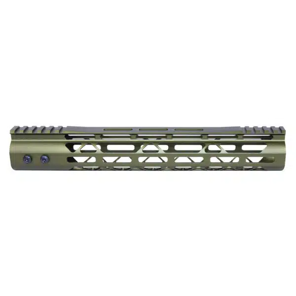12-inch green anodized Mod Lite M-LOK free-floating rifle handguard with top rail.