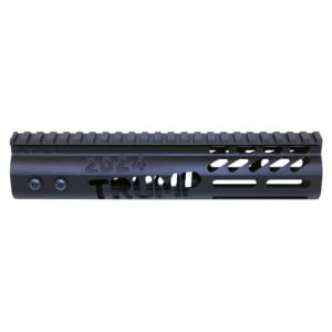 2024 Trump anodized black M-LOK free-floating handguard with engraved details.