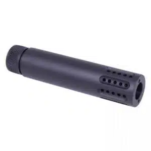 458 Socom slip over barrel shroud with multi port muzzle brake in anodized black finish
