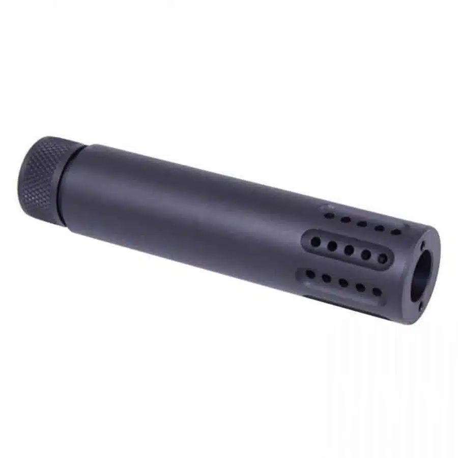 458 Socom slip over barrel shroud with multi port muzzle brake in anodized black finish