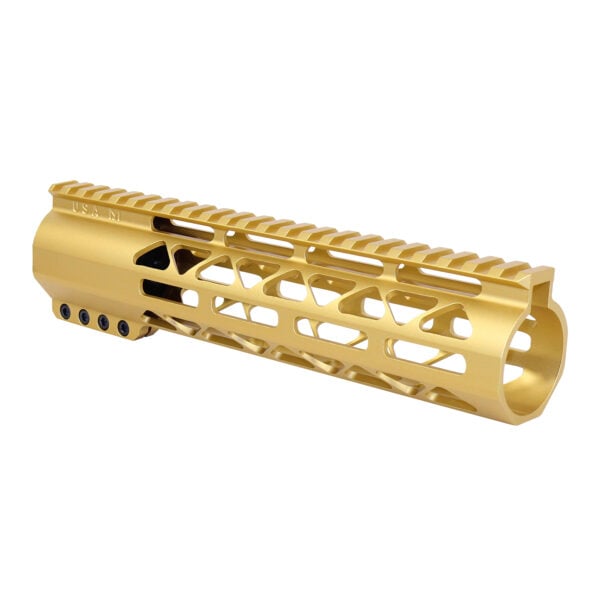 9" AR-308 Diamond Series M-LOK Compression Free Floating Handguard in Anodized Gold