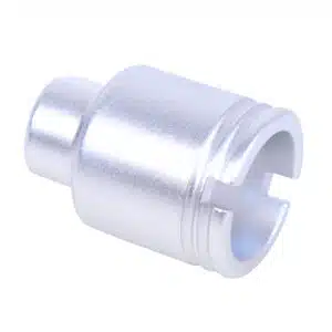 9mm Stubby Slim Compact Flash Can in polished anodized aluminum.