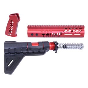 AR-15 Trump Series Pistol Accessories in Anodized Red with sleek design and durability.