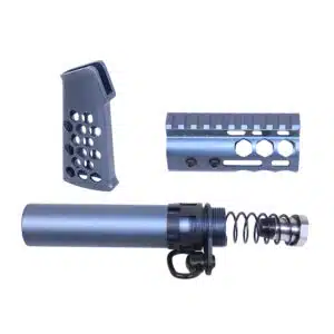 AR-15 Micro Honeycomb Pistol Furniture Set in Anodized Grey.
