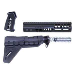 AR-15 Trump Series pistol furniture set with brace, handguard, and cheek rest in black.