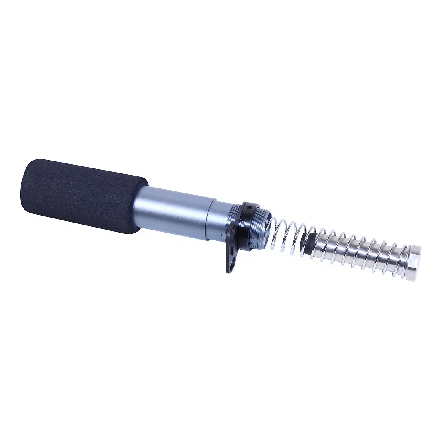 AR-15 Pistol Buffer Tube Kit in Anodized Grey with foam cover and spring