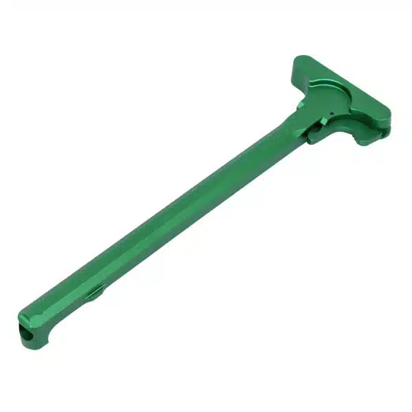 AR-15 Irish green anodized charging handle in a sleek metal finish.