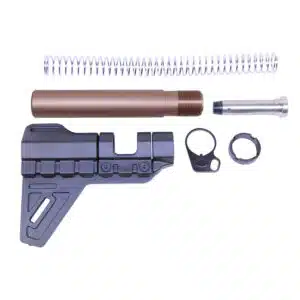 AR-15 Micro Breach Pistol Brace Kit in Anodized Bronze with buffer tube, spring, and castle nut