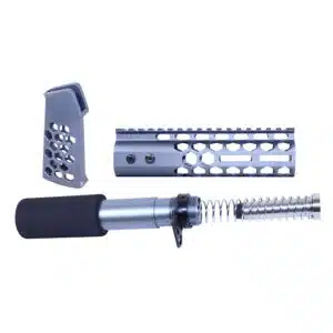 AR-15 Honeycomb Pistol Furniture Set in Anodized Grey
