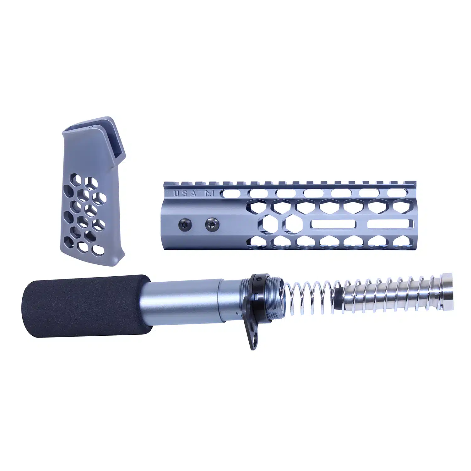 AR-15 Honeycomb Pistol Furniture Set in Anodized Grey