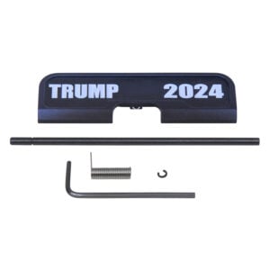 AR-15 Dust Cover with TRUMP 2024 branding, includes assembly tools.