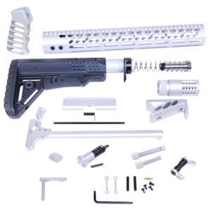 AR .308 Rifle Kit with adjustable stock and silver handguard components.