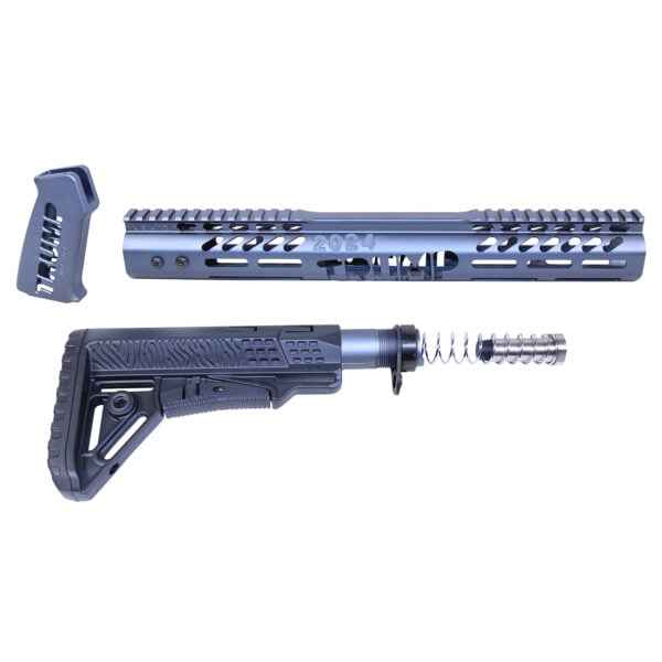 AR-308 Trump Series Furniture Set with rail, buttstock, and buffer tube in anodized grey.