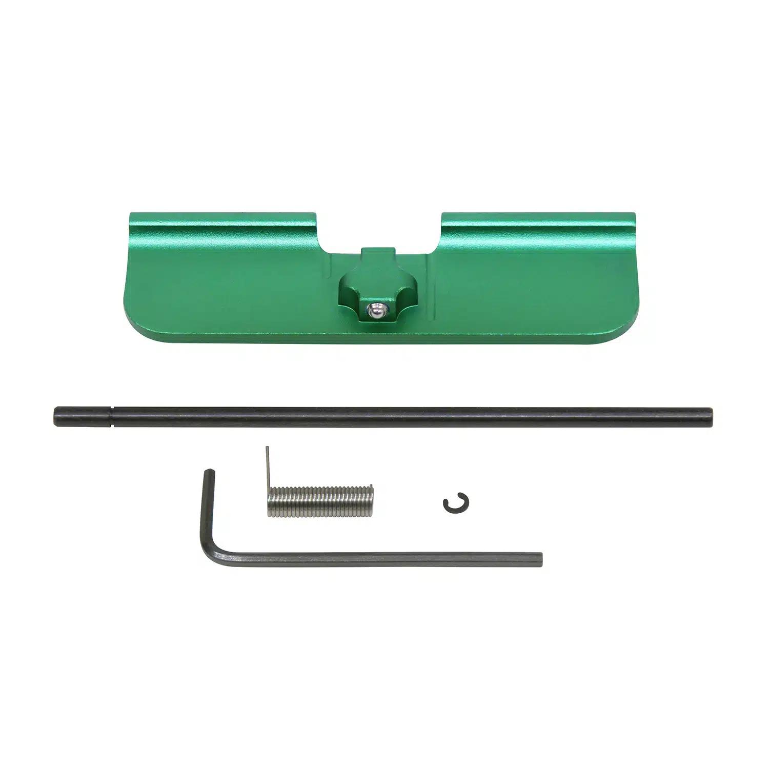 AR-15 Ejection Port Dust Cover in Irish Green with rod, spring, and clip