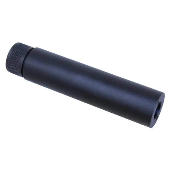 Black AR-15 9mm fake suppressor with knurled grip and smooth finish.