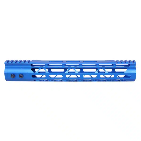 Blue 12-inch Mod Lite M-LOK Free Floating Handguard with Monolithic Top Rail.