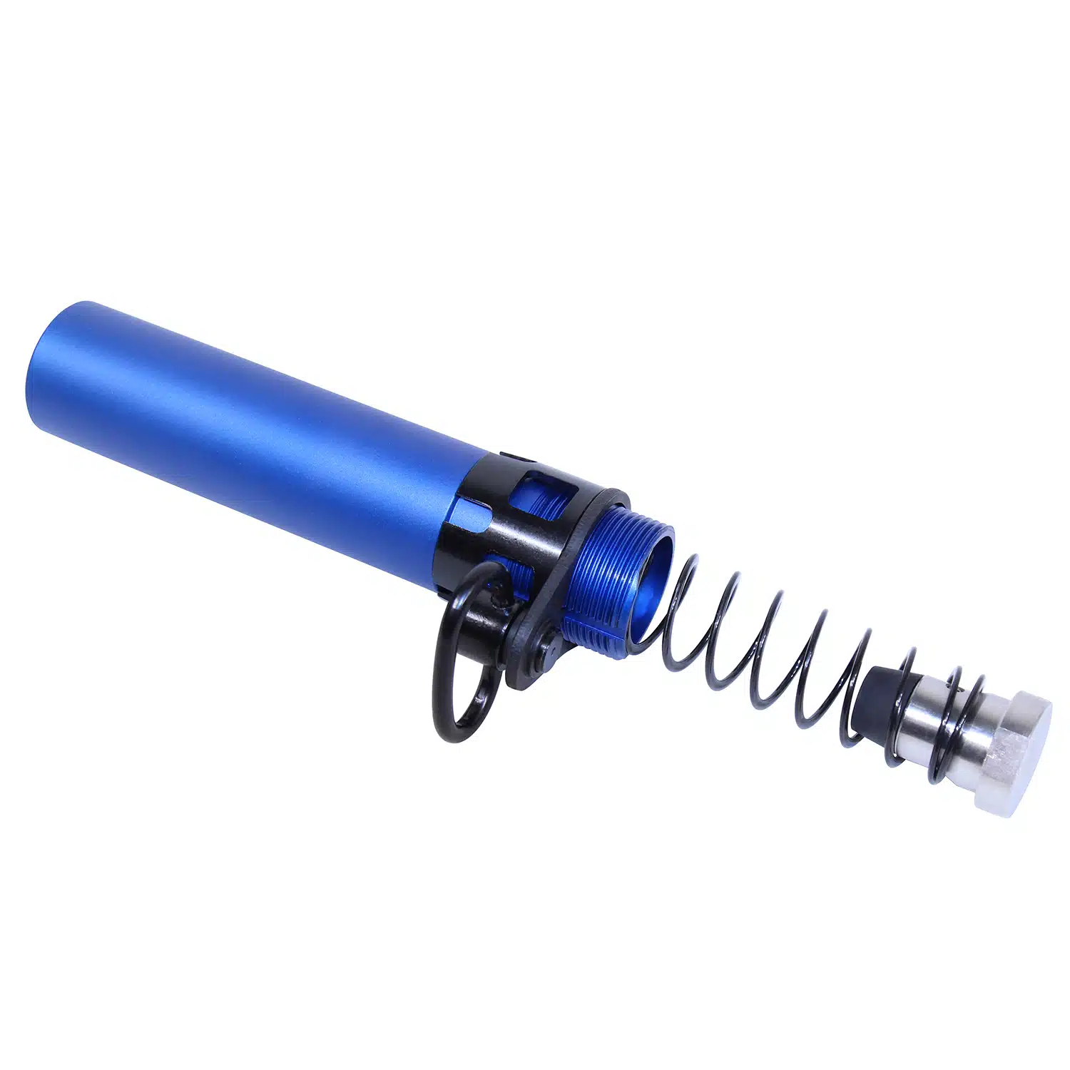 AR-15 Micro AR Pistol System with anodized blue finish and coil spring.