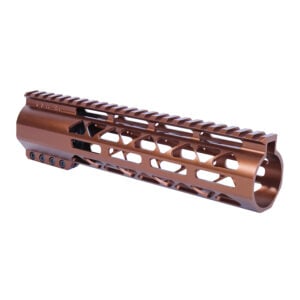 Bronze 9-inch AIR-LOK M-LOK handguard with full-length picatinny rail for .308 rifle.