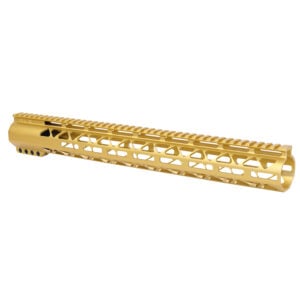 AR-308 16.5 gold anodized M-LOK free-floating handguard with Picatinny rail.