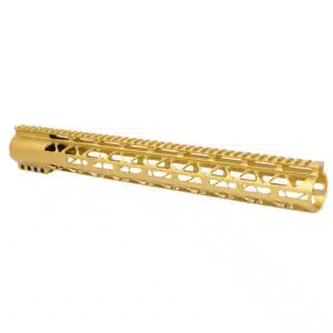AR-308 16.5 gold anodized M-LOK free-floating handguard with Picatinny rail.