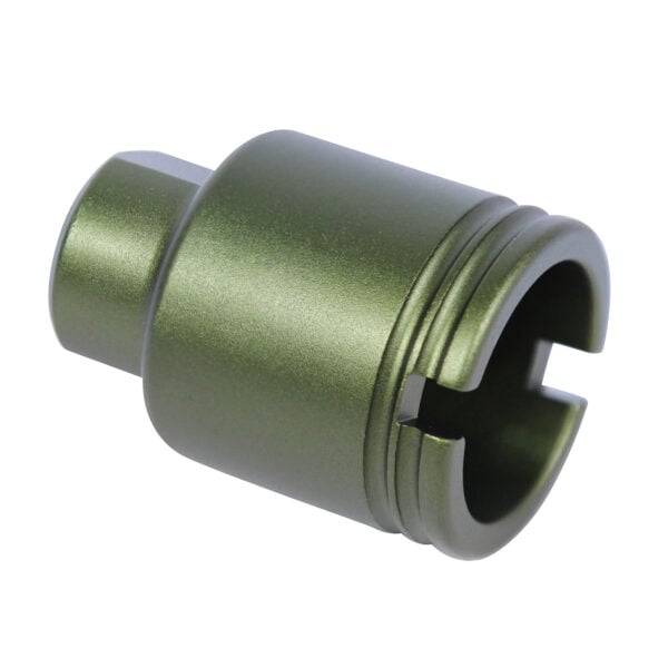 Green anodized 9mm stubby slim compact flash can for precision fitting.