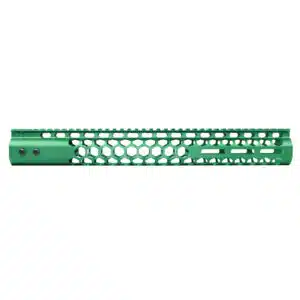 Green 15 Honeycomb M-LOK handguard with monolithic top rail, anodized for durability.