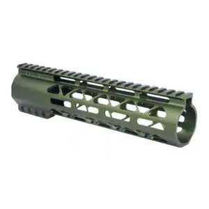 9-inch AR-308 M-LOK handguard with monolithic rail in anodized green.
