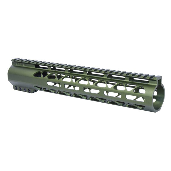 Green 12-inch AR-308 M-LOK Free Floating Handguard with Picatinny Rail.