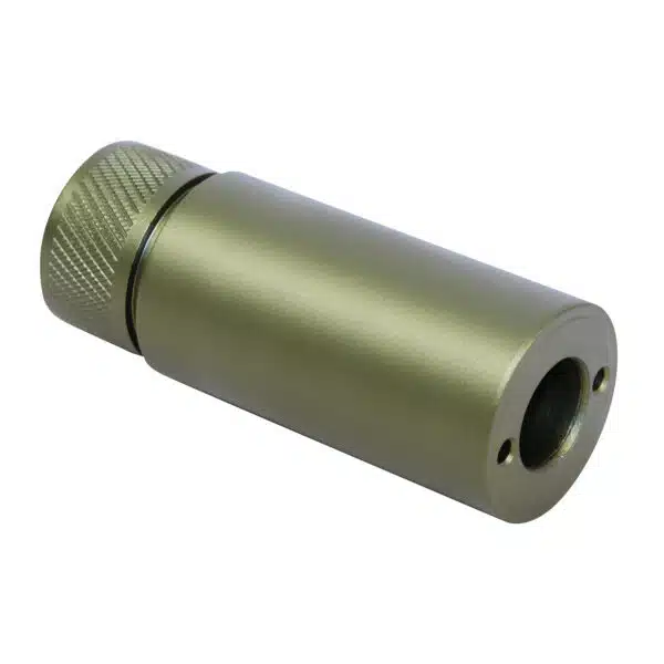 Durable AR-308 fake suppressor in anodized olive green, ideal for .308/300 Blackout caliber.